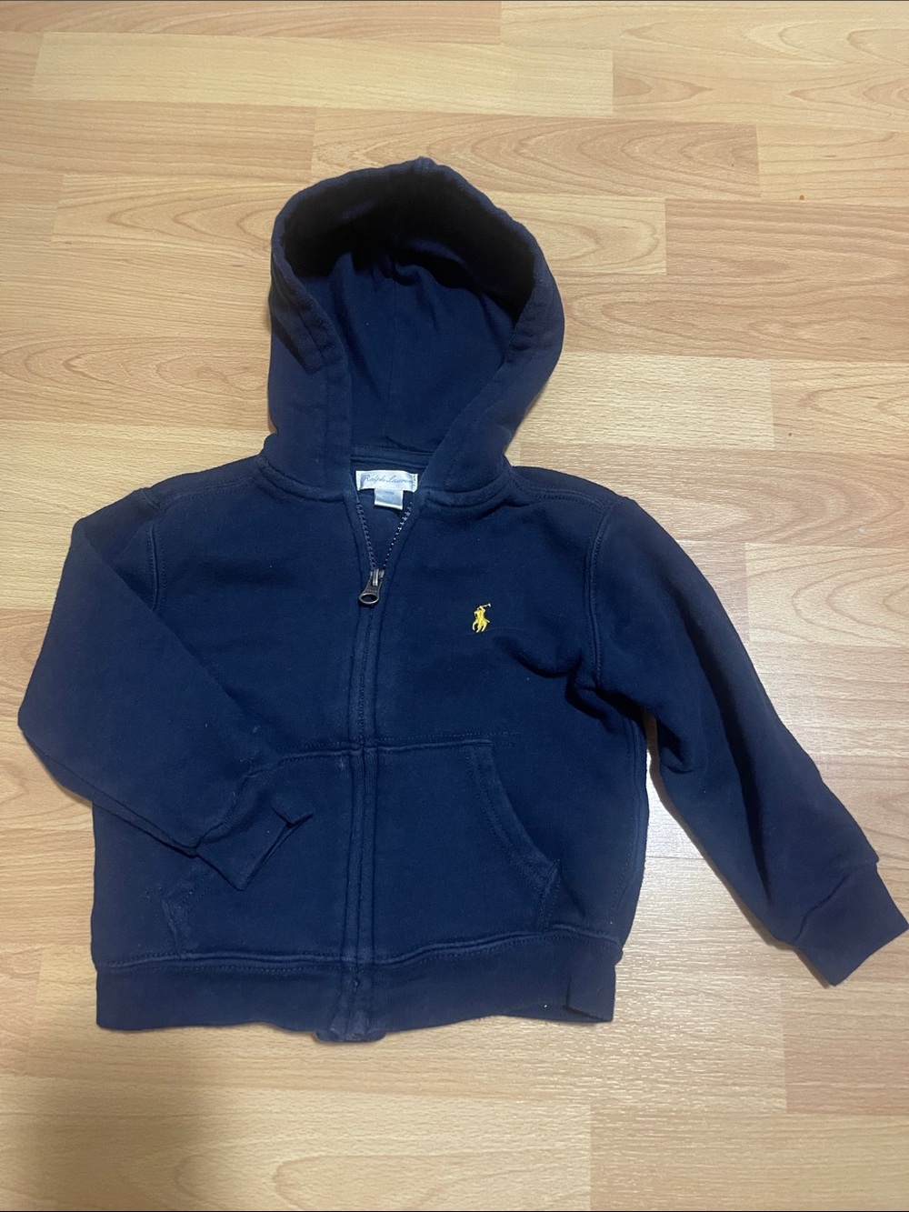Toddler Polo by Ralph Lauren Navy Hoodie with Yellow Pony Logo